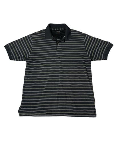 Izod XFG Mens Size Medium Black Striped Short Sleeve Golf Polo Shirt Xtra Dry