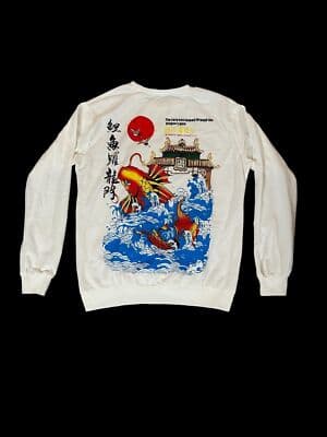 ZAFUL Carp Leaping Over Dragon Gate Y2K Aesthetic Crewneck Sweatshirt Medium