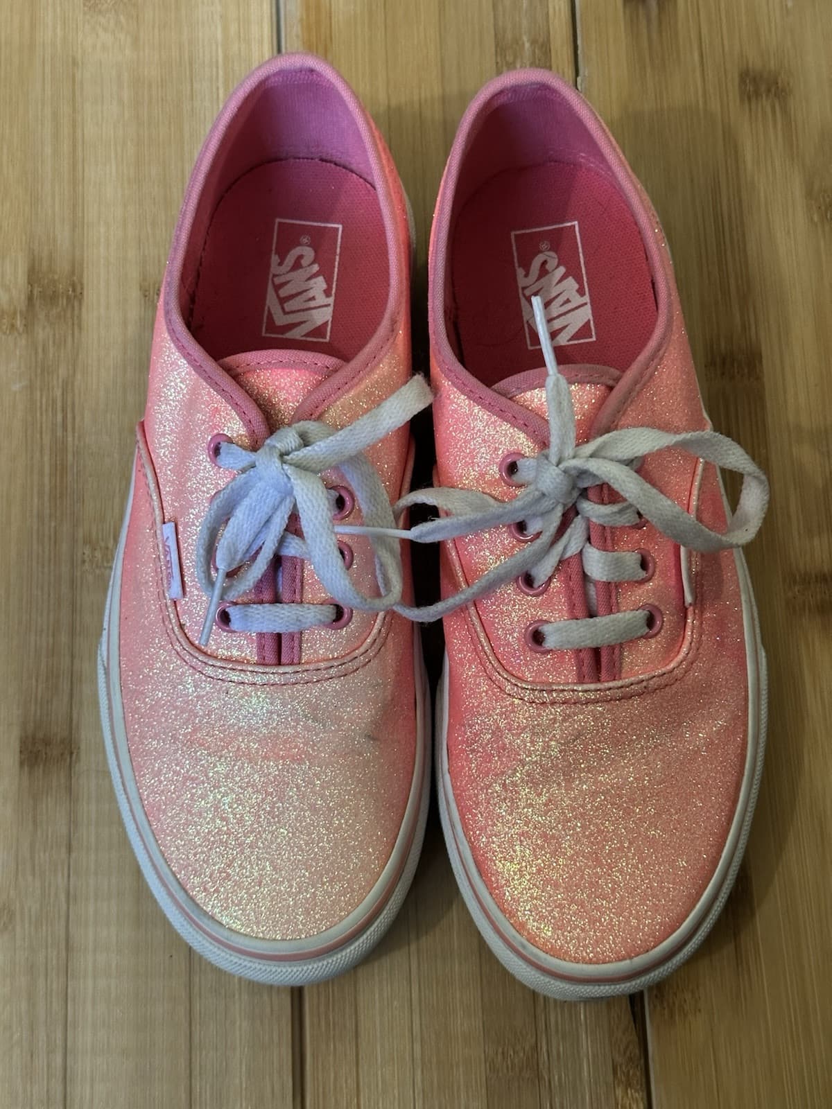VANS Authentic Classic Neon Pink Glitter Womens Shoes Juniors Size 5.5 Womens 7