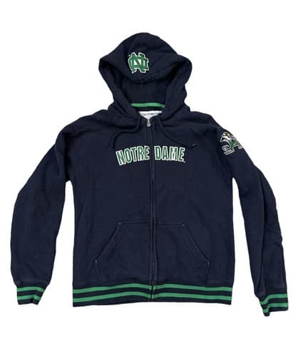 Notre Dame Fighting Irish Hoodie Sweatshirt Size Large Blue Champion Full Zip