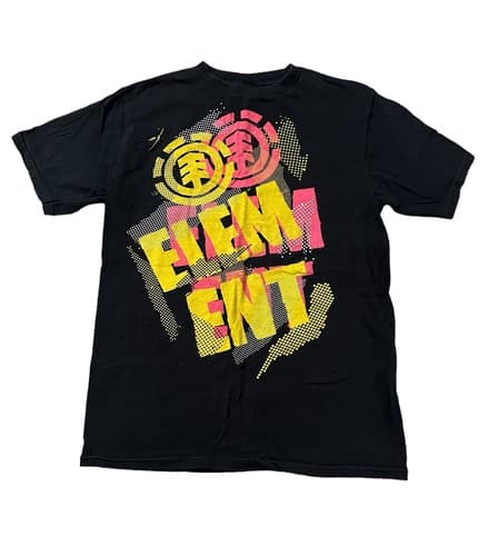 Vtg Y2k Element T Shirt Skate Big Graphic Sz Medium Black