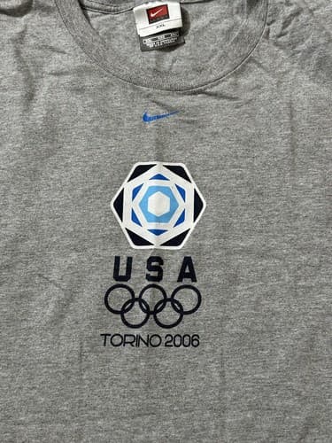 Vintage Olympic Torino 2006 Nike T-shirt Grey 2XL Rare Collectible