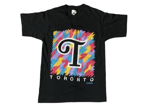 Vintage 90s Toronto Canada Single Stitch Graphic Tee T-Shirt Small Black Tourist