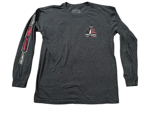 Pelagic Mens Size M Game Fishing Long Sleeve Shirt Gray Graphics