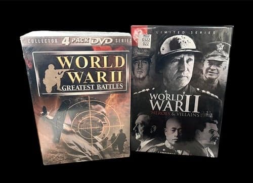 WORLD WAR II GREATEST BATTLES 4-DVD SET + Heroes And Villians 3 Disc Set Lot