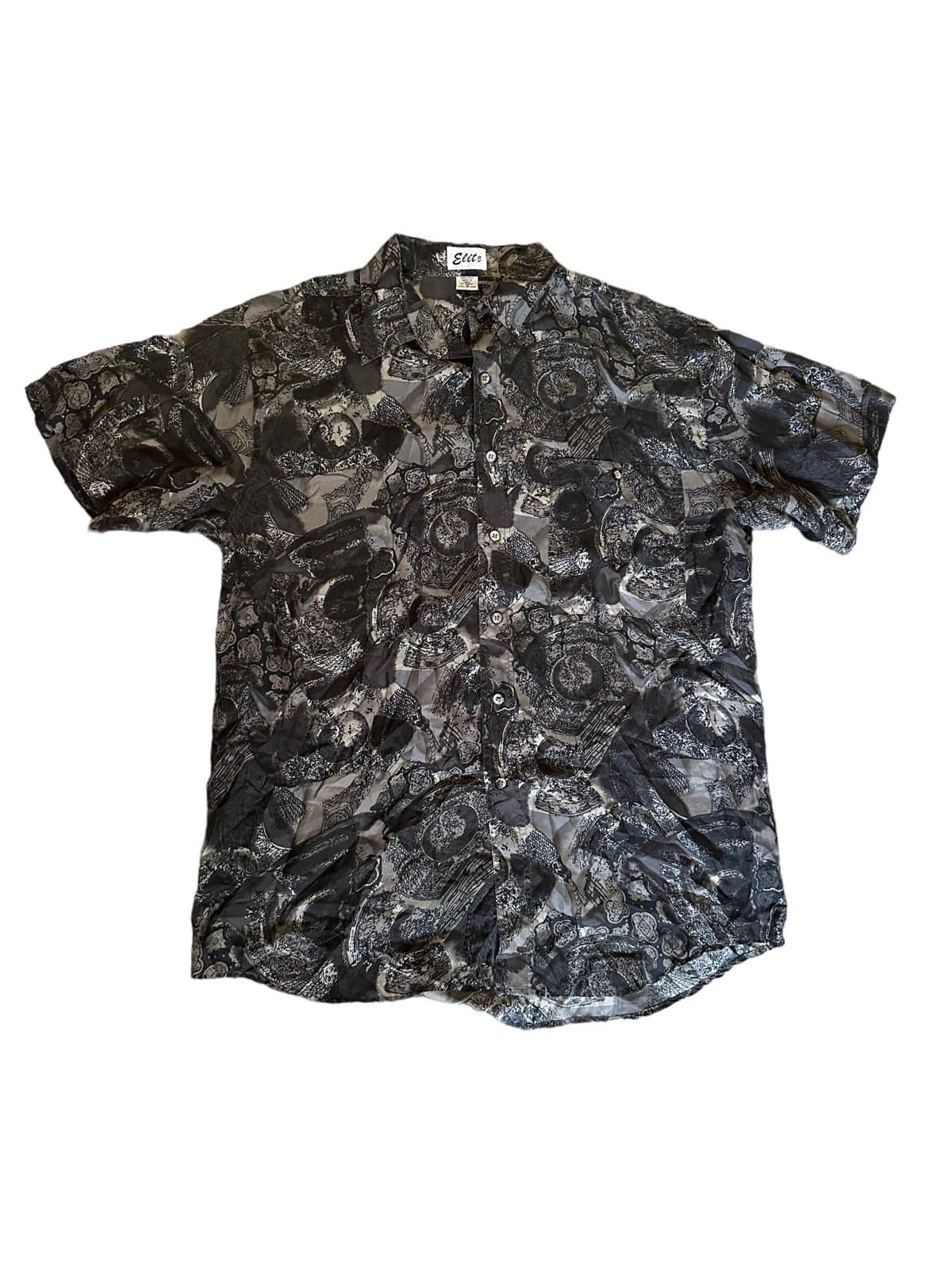 Mens Light weight Silk Button up Dress Shirt t-shirt Black white grey