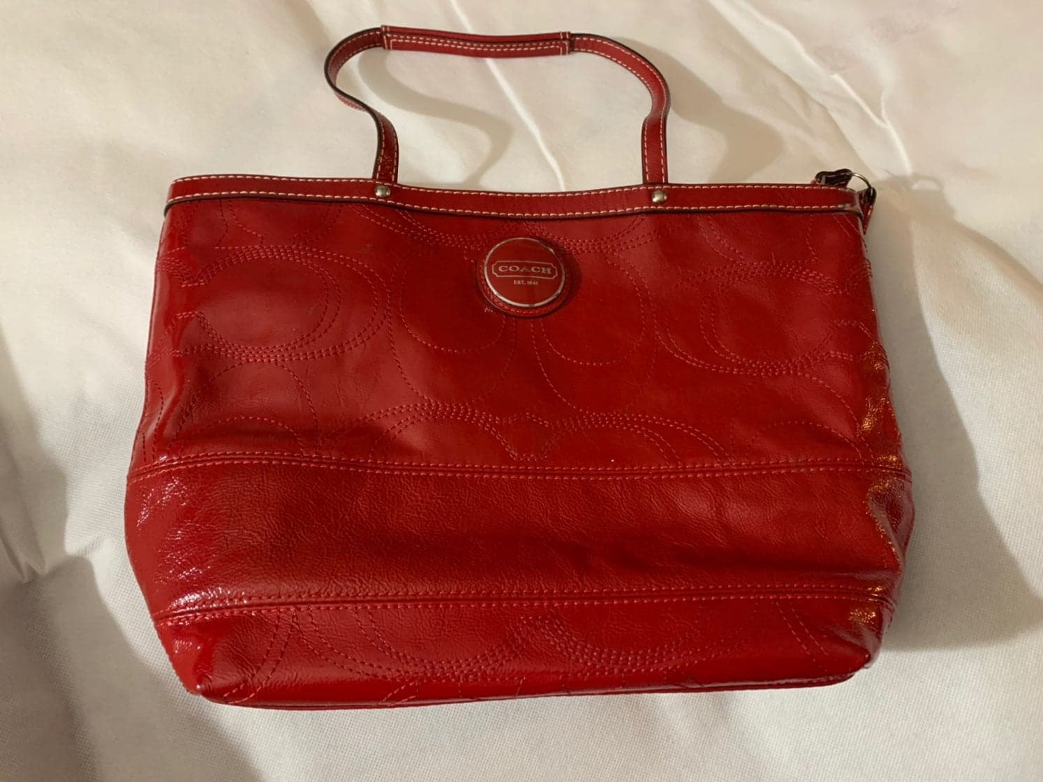 Red Leather Signature Coach Purse