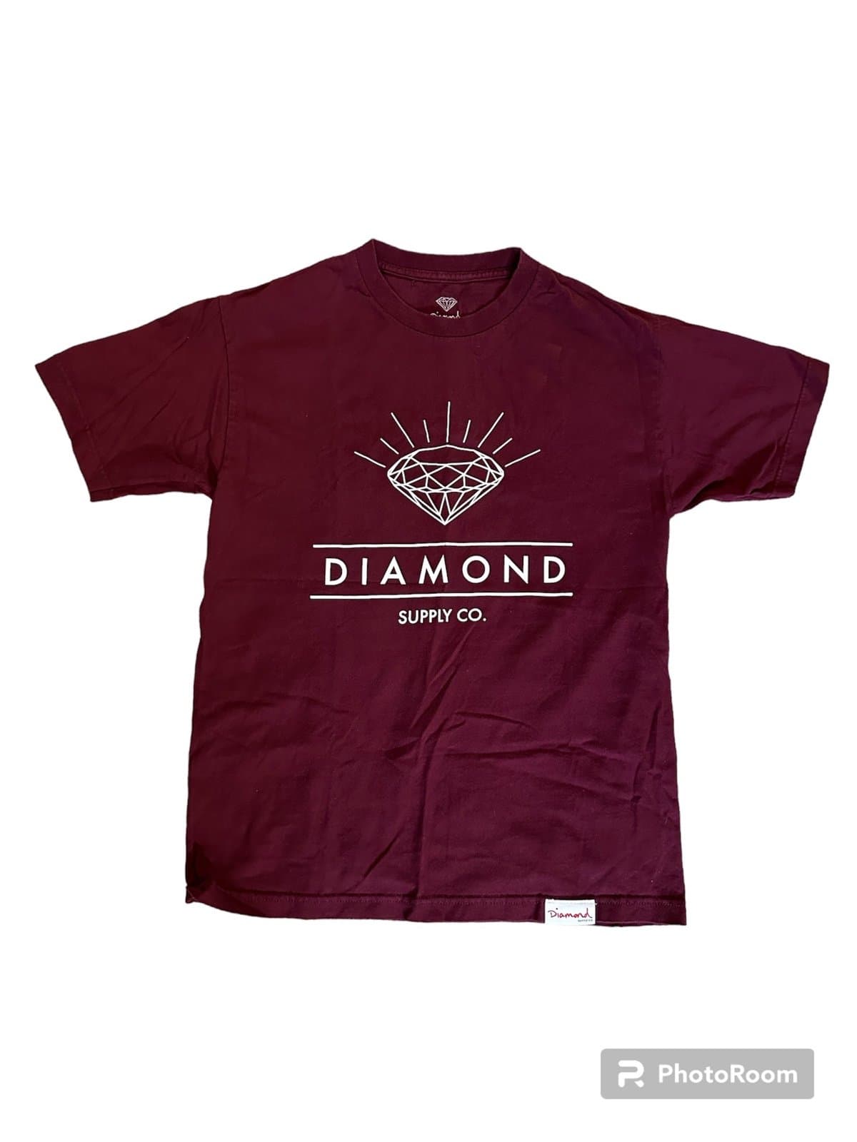 Mens medium Diamond Supply T-Shirt Burgandy white