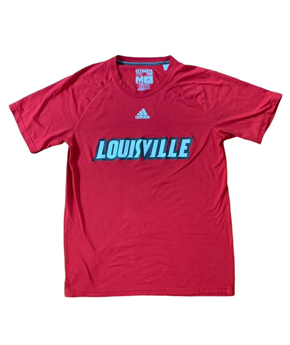 Mens Adidas Louisville College Tee T-Shirt red and white