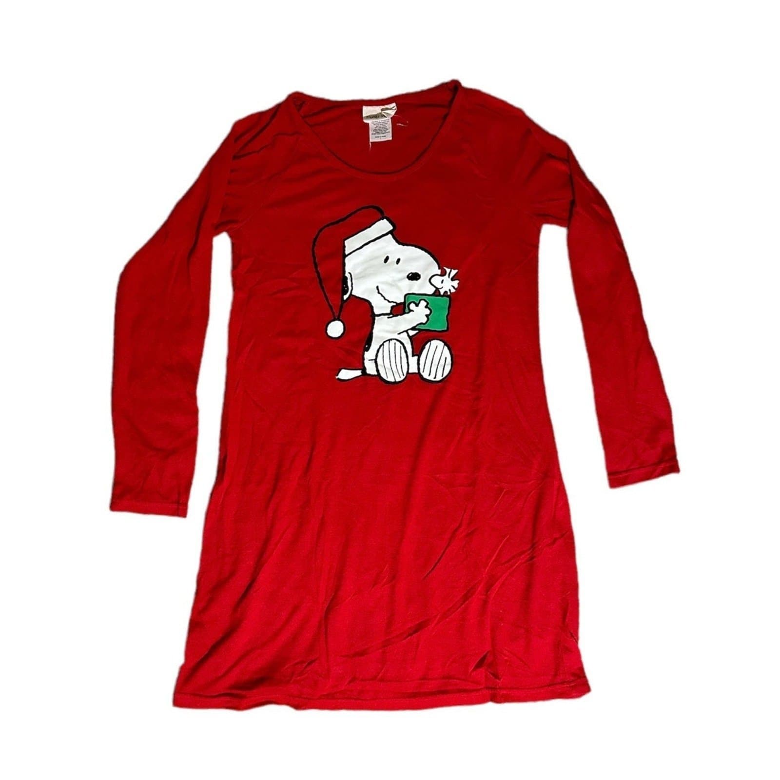 Peanuts Snoopy Munki Munki Nightgown Nightshirt Christmas Red Womens Large