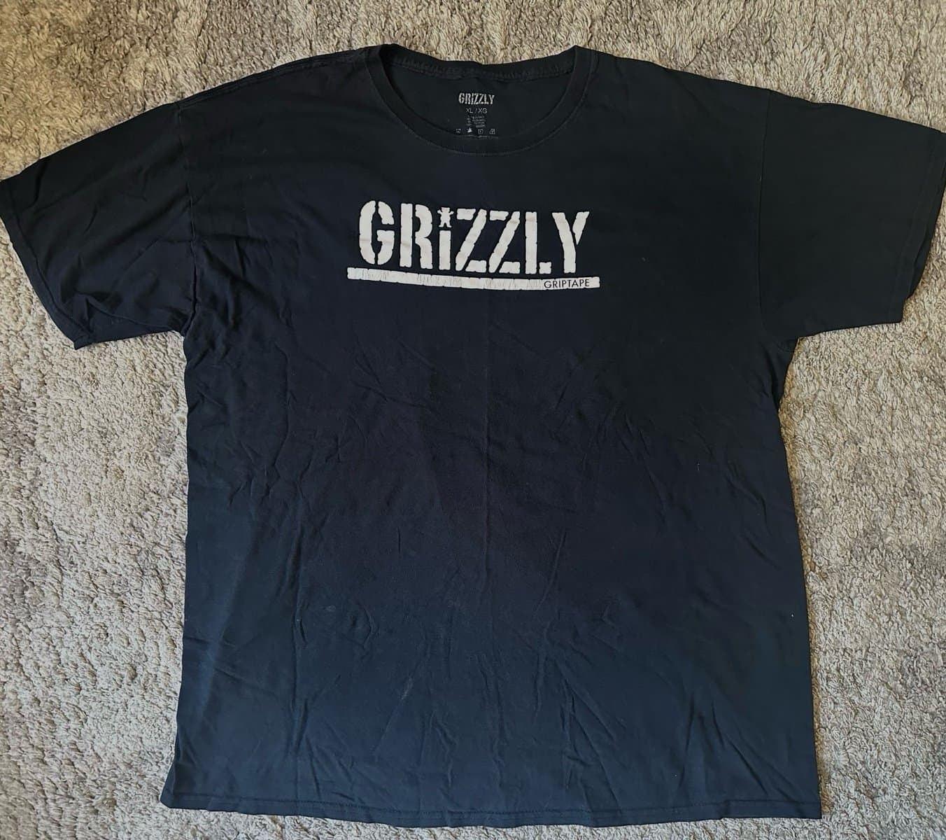 Grizzly Griptape Stamp Logo T-Shirt - Black white Mens XL