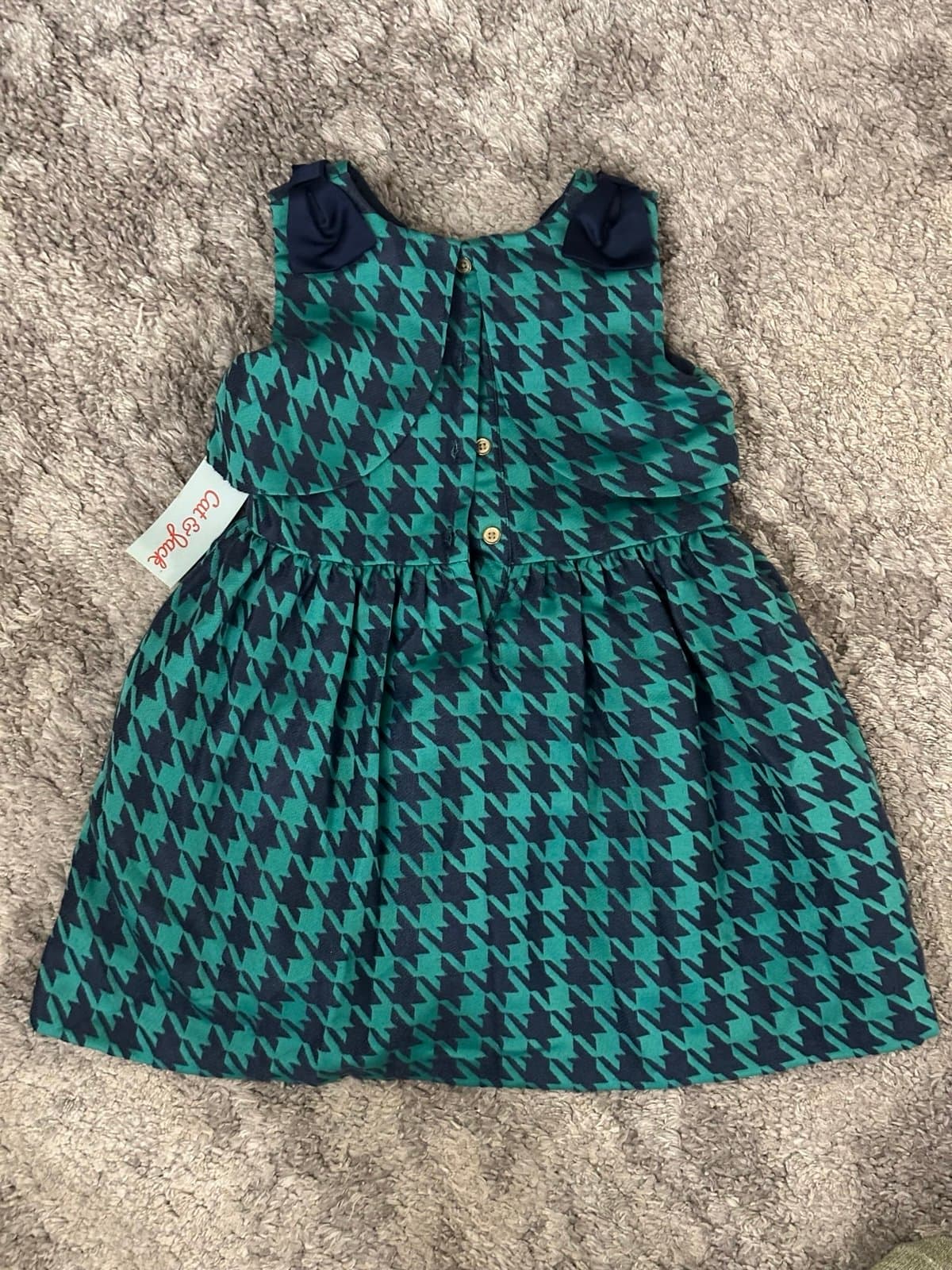 NEW Girls 5T Cat and Jack Blue and Green Houndstooth Easter Spring Dress