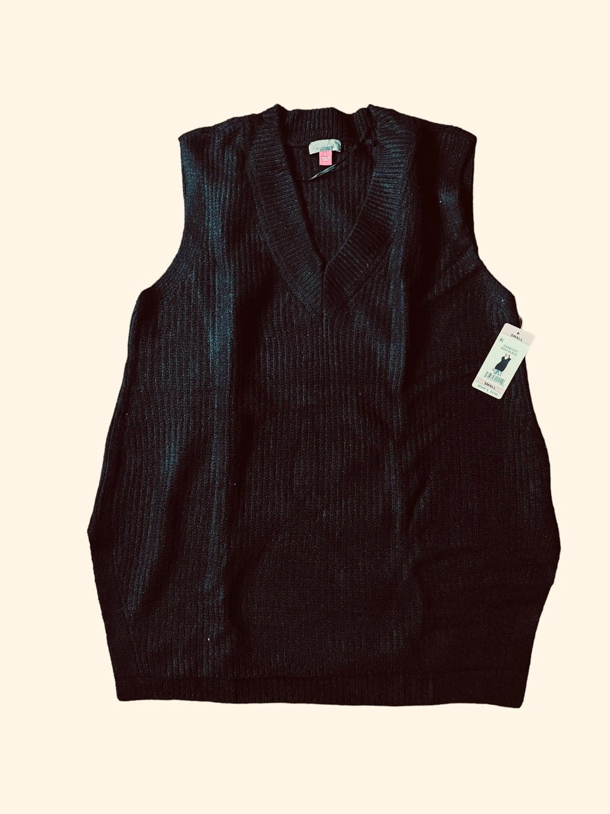 Vince Camuto Sweater Womens Small Black Ribbed Knit Sleeveless Vest NEW