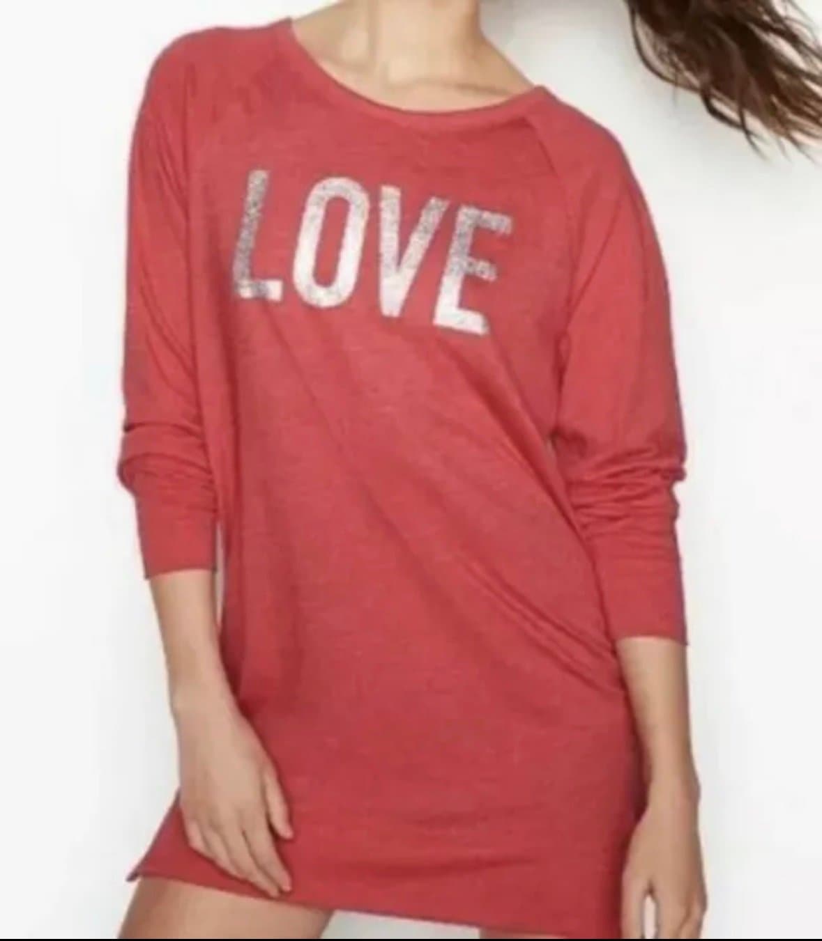 Victorias Secret Sleep Shirt Nightie Sparkle LOVE Small