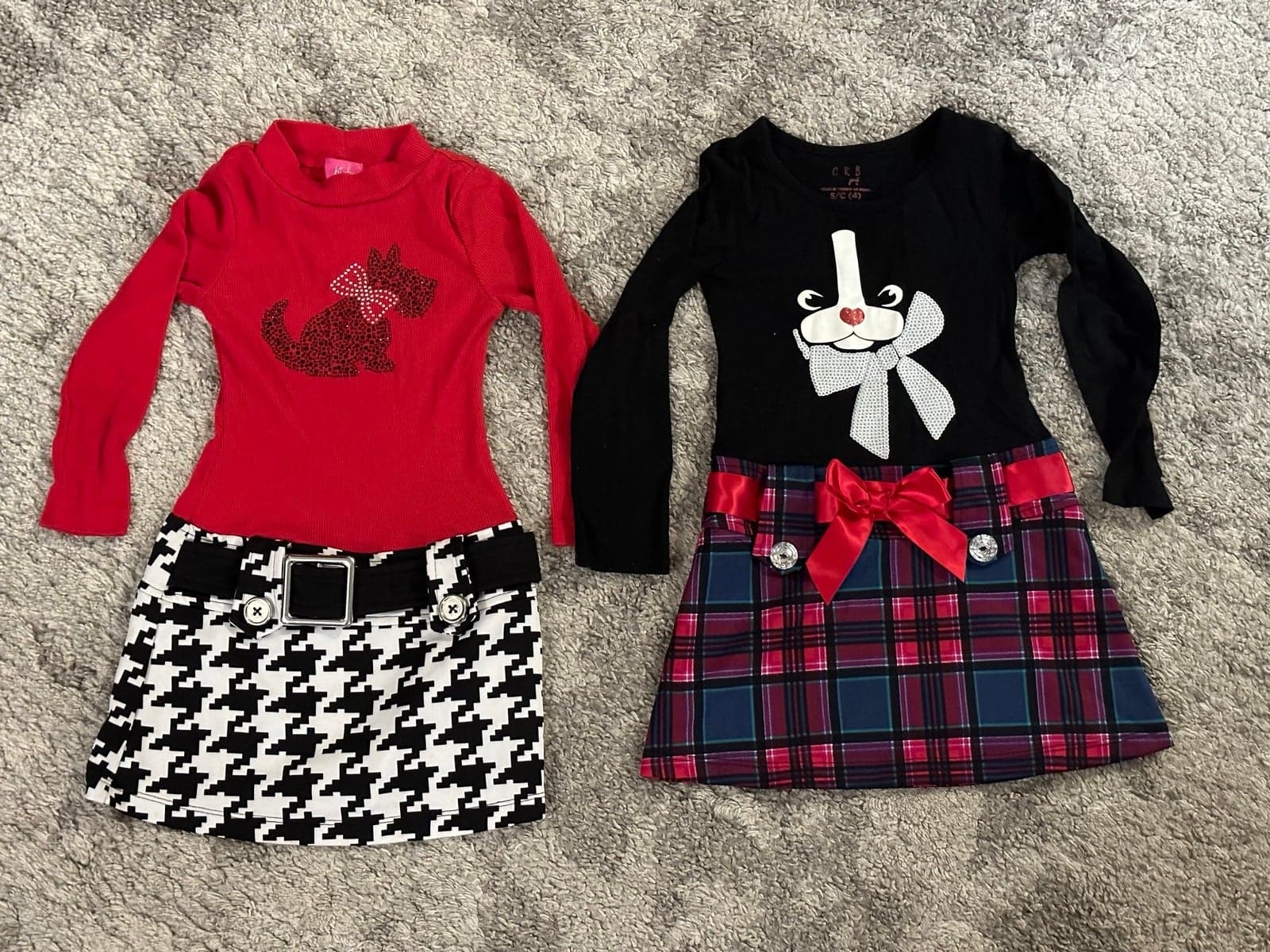 Lot 2 Toddler size 4 Long Sleeve Dresses black white red Christmas dresses