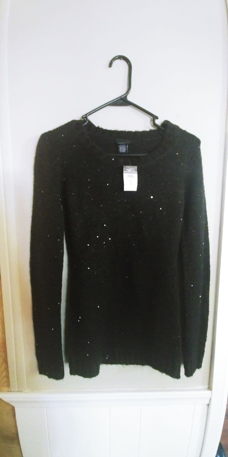 Rue 21 Sparkly Sequin Black Sweater