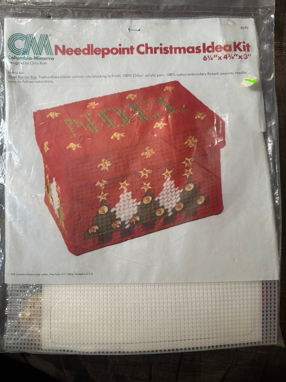 CM Chris Roth Needlepoint Christmas Noel Recipe Box