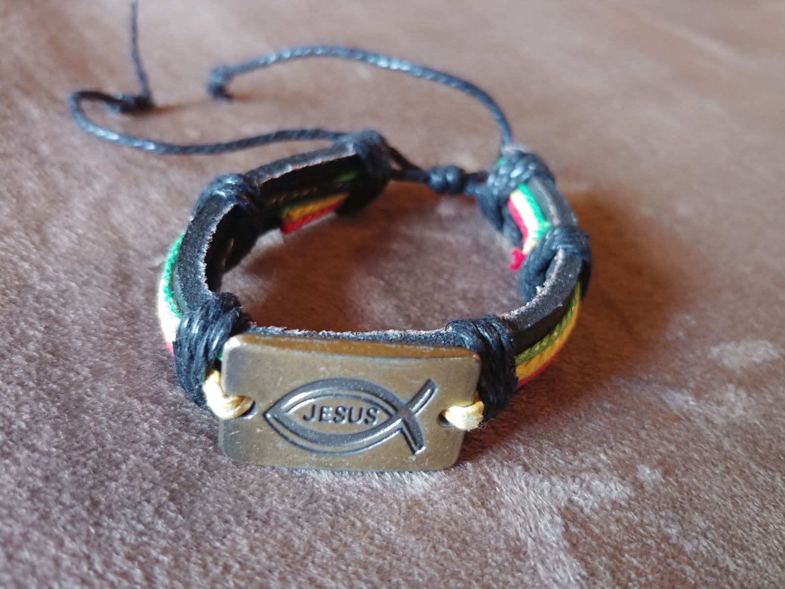 Unisex Leather Jesus Bracelet