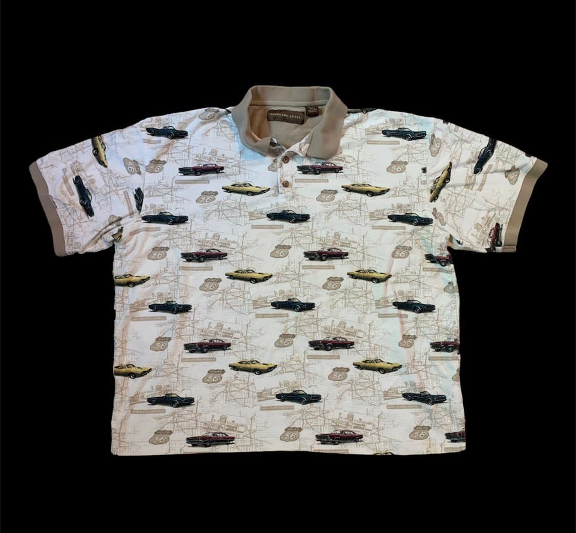 Woodland Trail American Classic Cars Mens Polo Shirt XXL