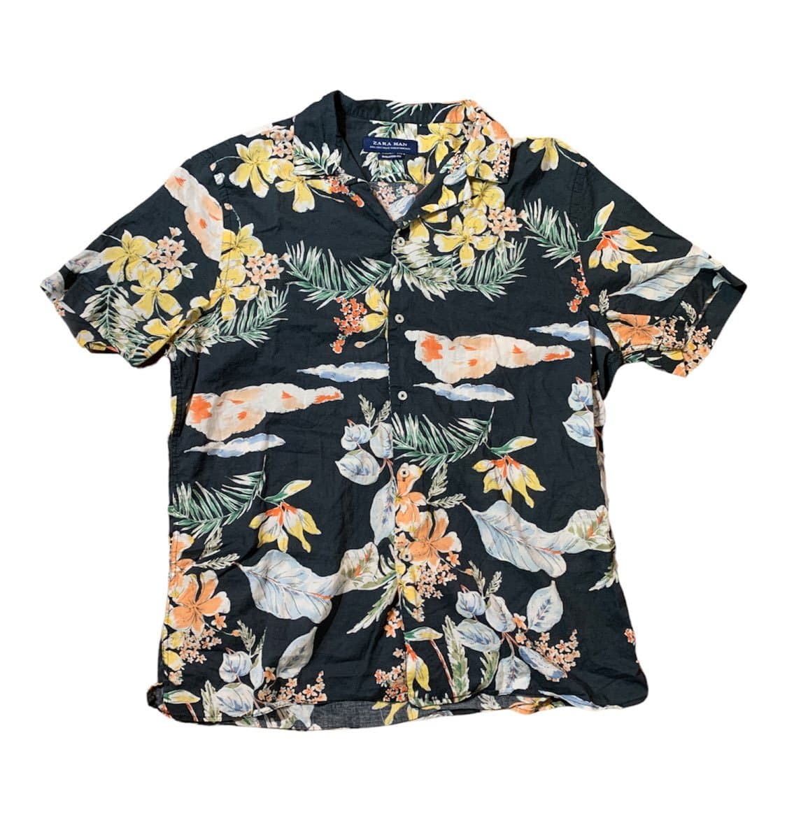 Mens L Zara Man flowy Hawaiian shirt