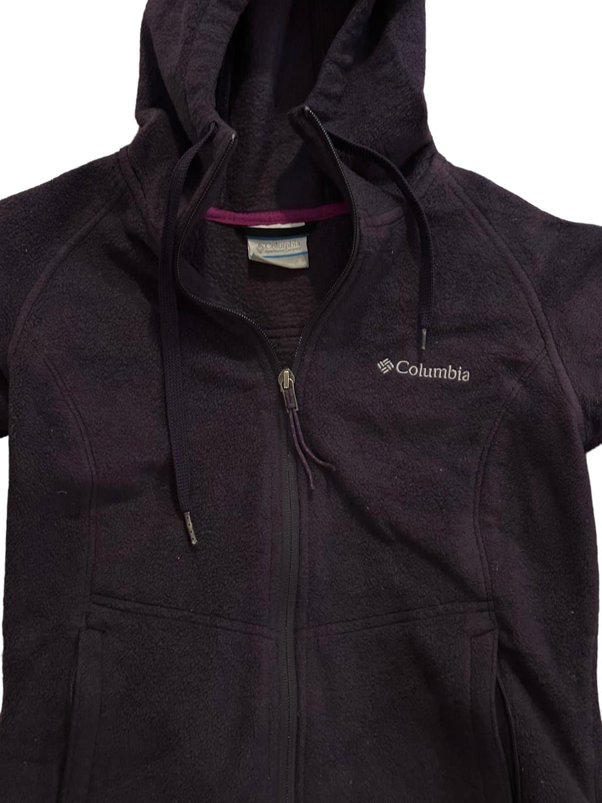 Columbia Sweater Womens Small Purple Fleece Hooded Full Zip Pockets Long Sleeve