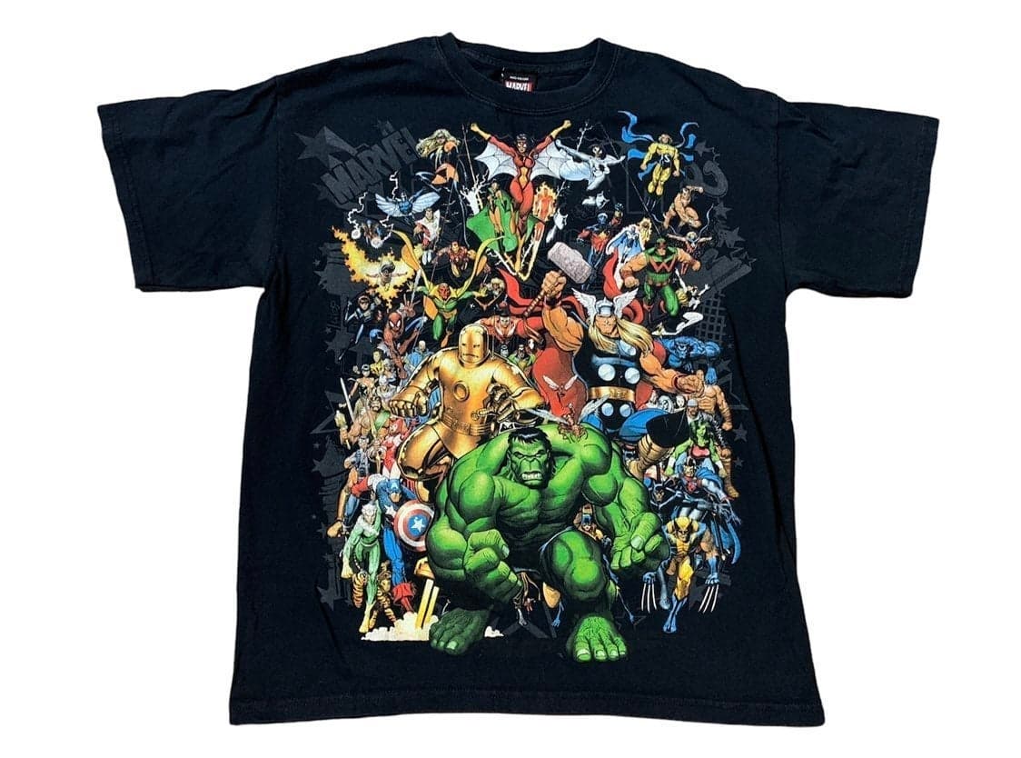 Vintage Mad Engine Marvel All Over Print Character Tee Mens Medium T-Shirt