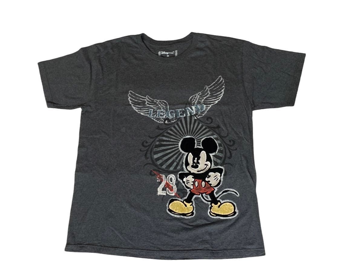 Disney Store T-shirt XL Mickey Mouse Legend 28 Large Velvet Grey