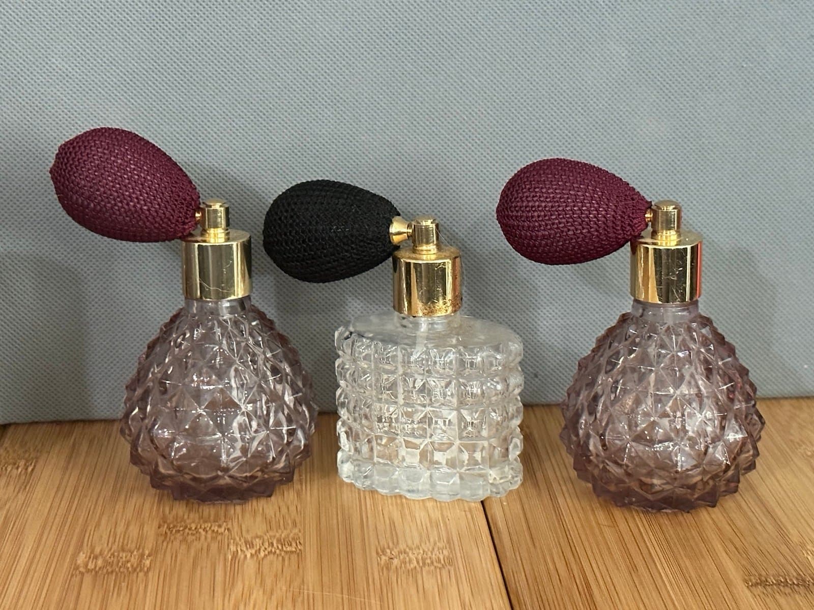 Lot of 3 Vintage Style Refillable Perfume Atomizer Spray Empty Bottles