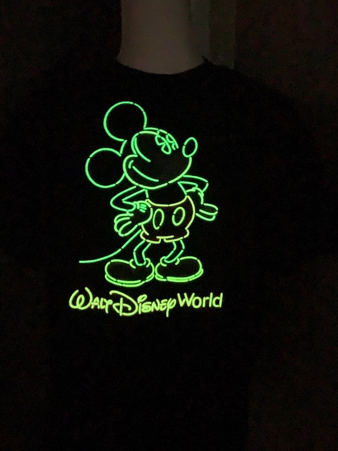 Disney World Mickey mouse glow in the dark T shirt size XL neon