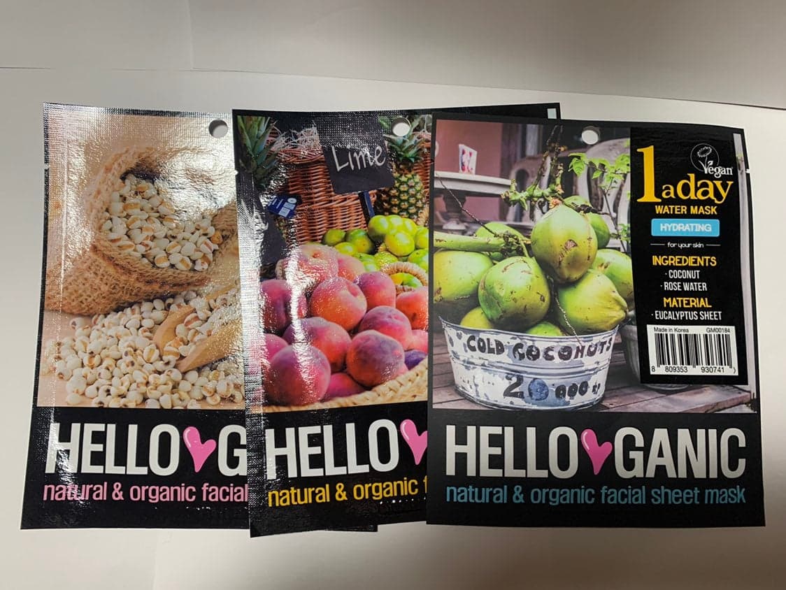 Hello Ganic Vegan Natural Organic Face Masks Set Of Three 3
