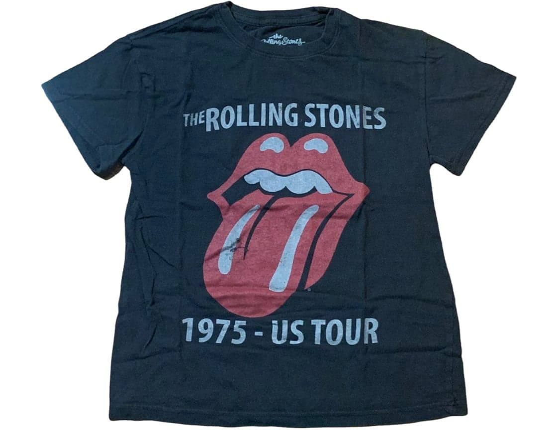The Rolling Stones Short Sleeve Graphic T-Shirt Size XS black 1975 US Tour