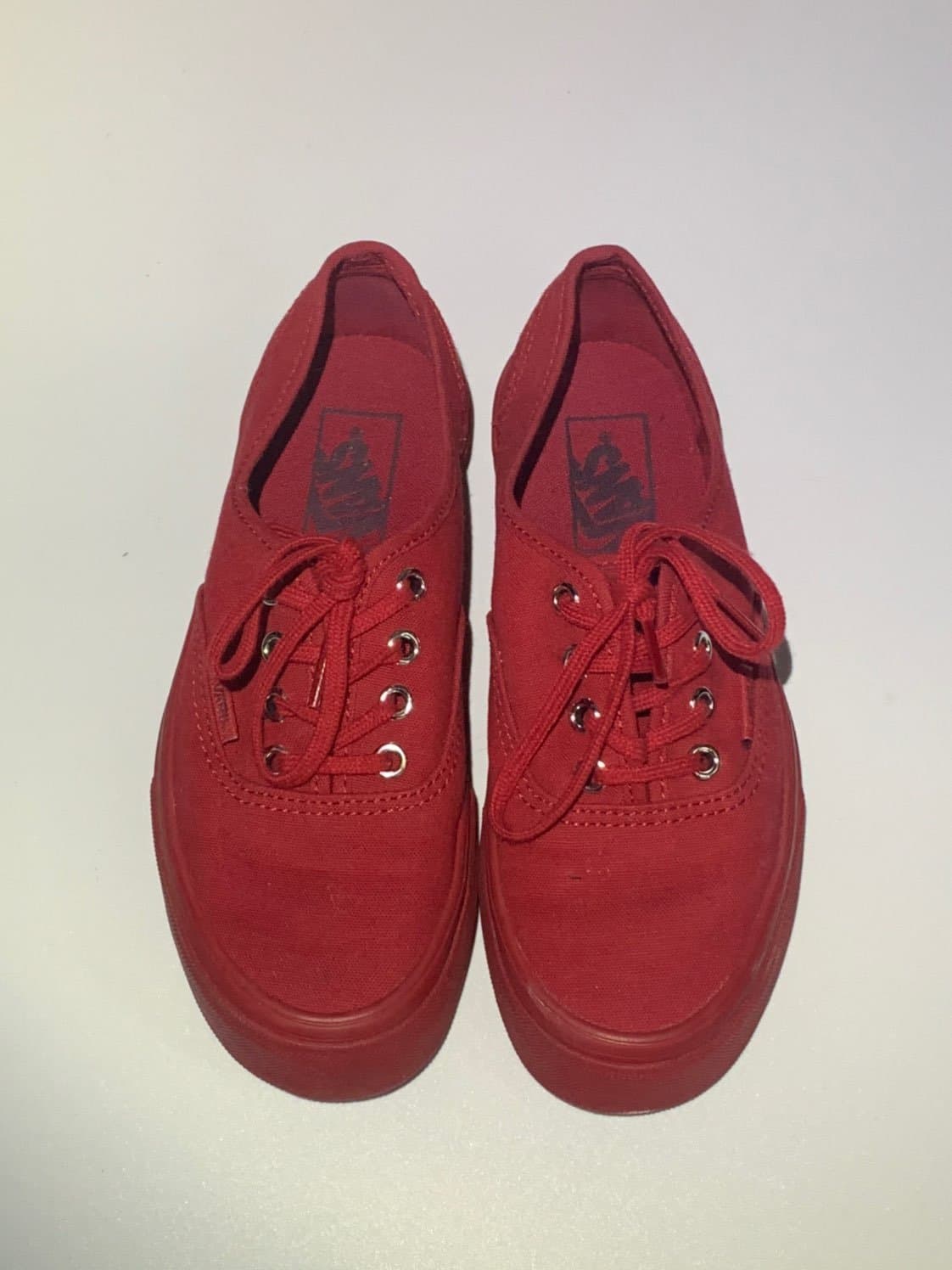 All Red Vans Authentic Canvas Skate Shoe
