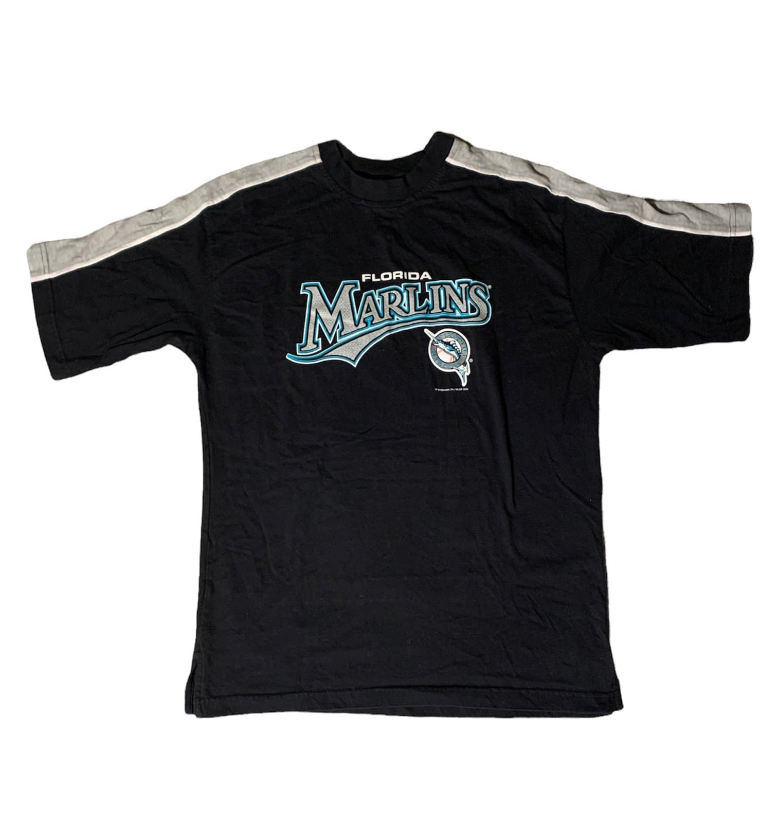 Florida Marlins Shirt Adult Large Black Gray MLB Baseball Cotton Mens