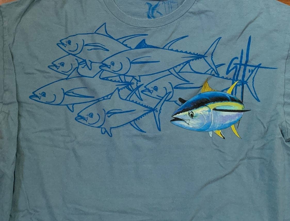 Guy Harvey Marlin T-Shirt Blue Men's Large Bluewater Shirt