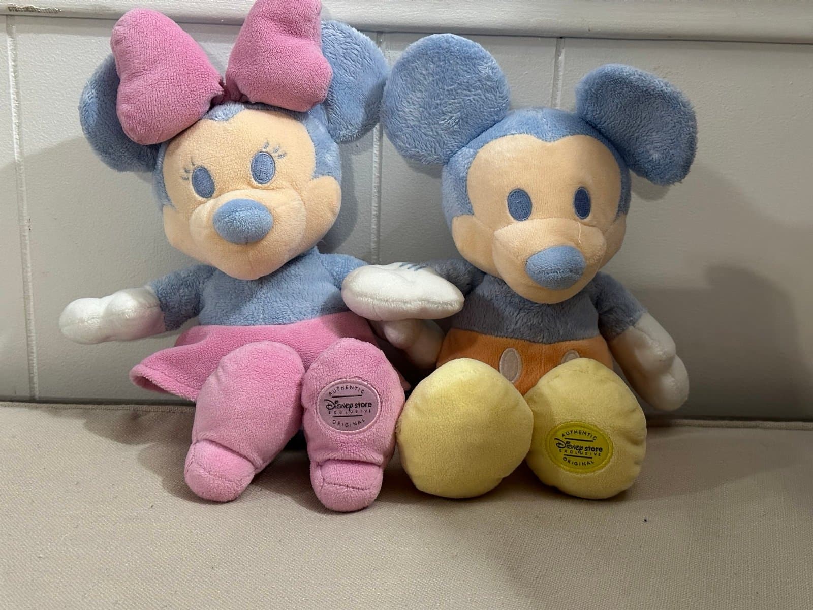 Disney Store Exclusive Mickey & Minnie Mouse Multicolor Pastel Plush 12” Set