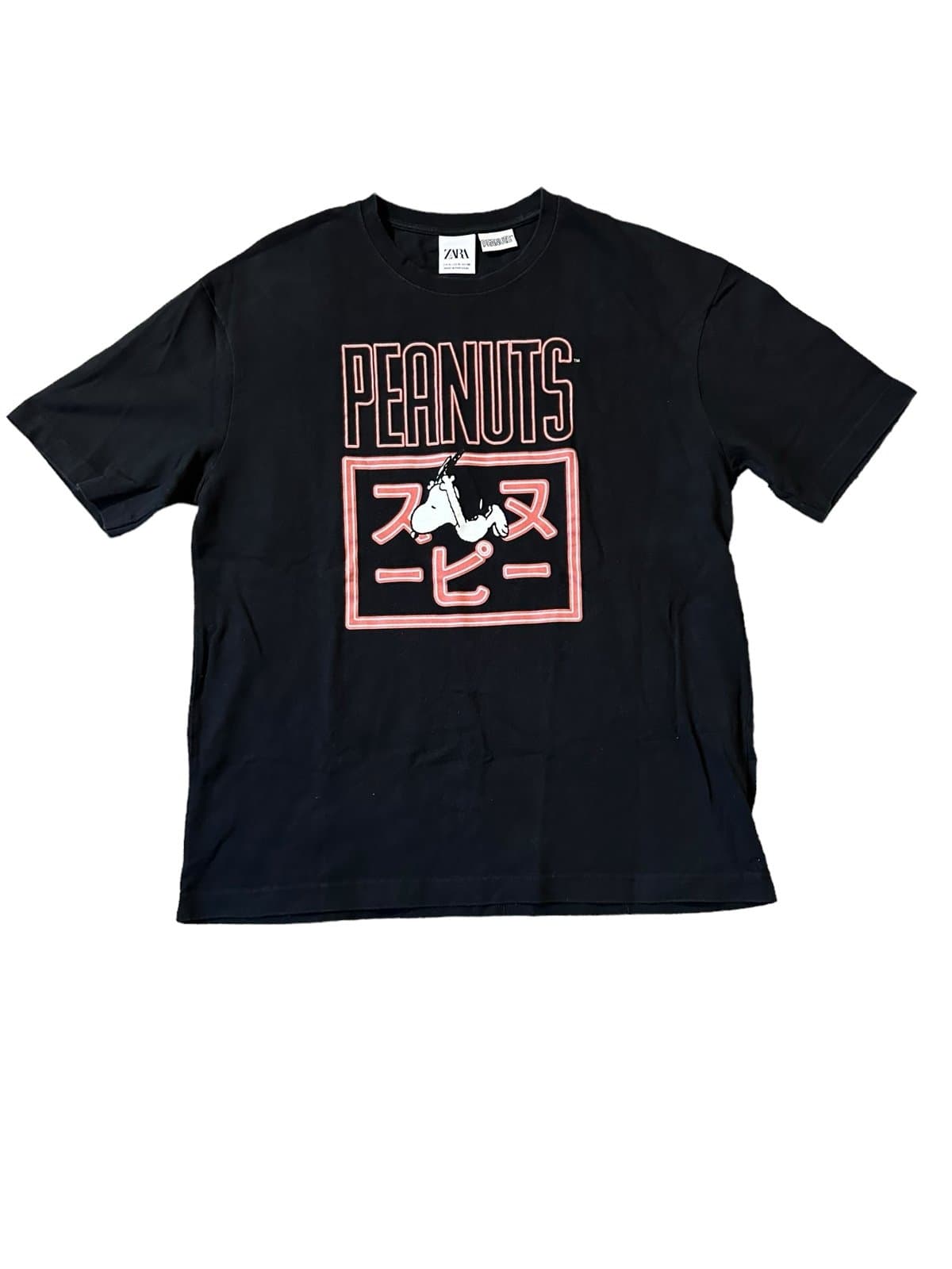 Zara Snoopy Peanuts T Shirt Black Men's XLarge XL Graphic