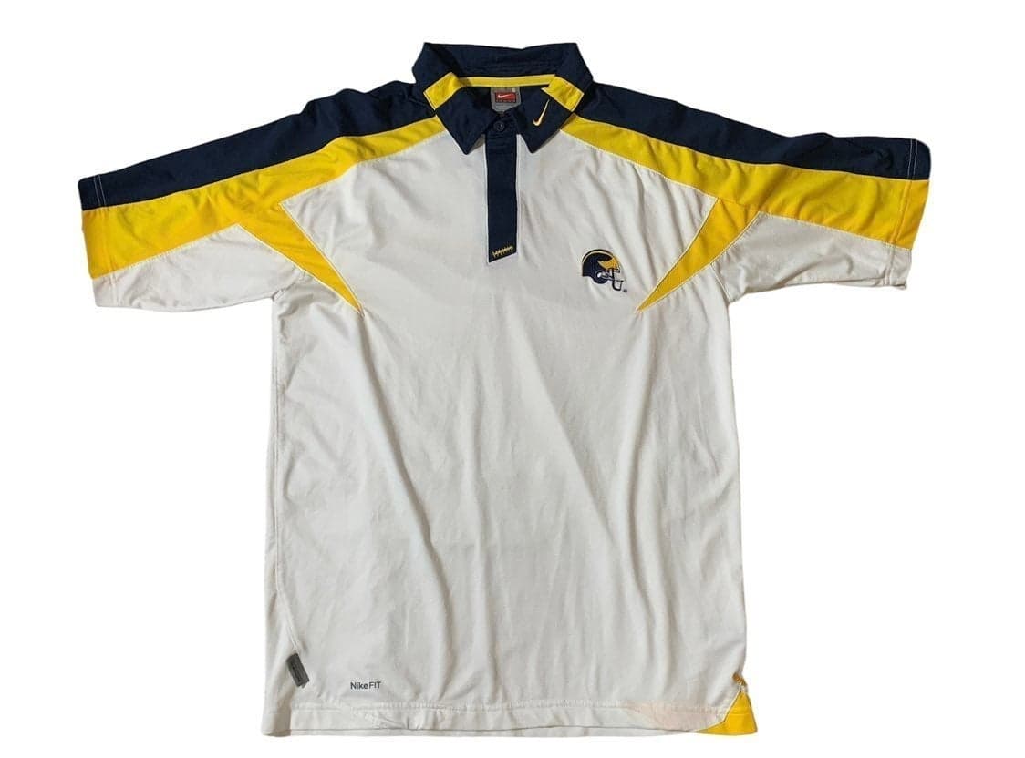 Michigan Wolverines Vtg Nike Team Mens Football Polo Shirt Small Embroidered