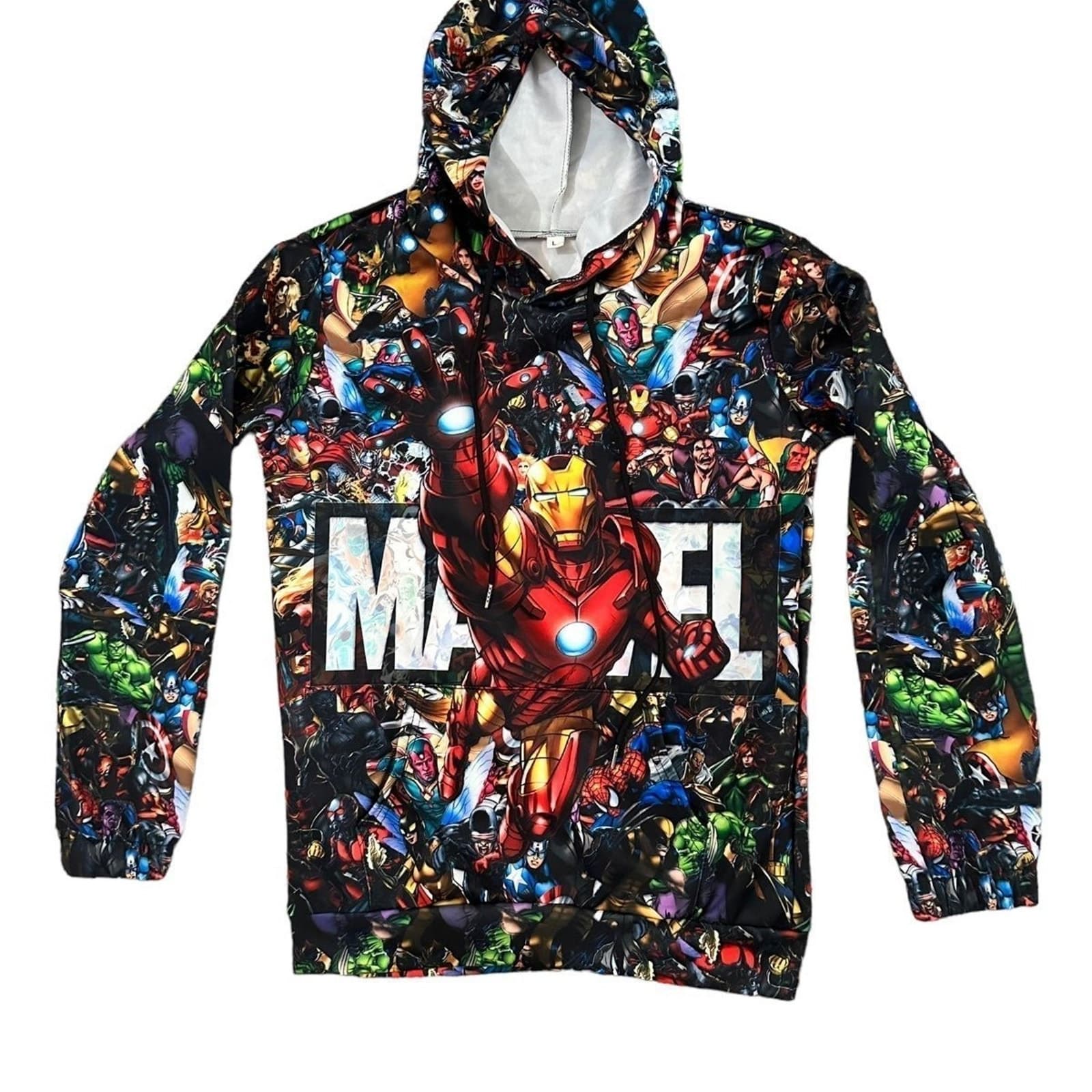 Marvel Superheroes Lightweight Hoodie Jacket AOP Youth Boys Large Iron Man