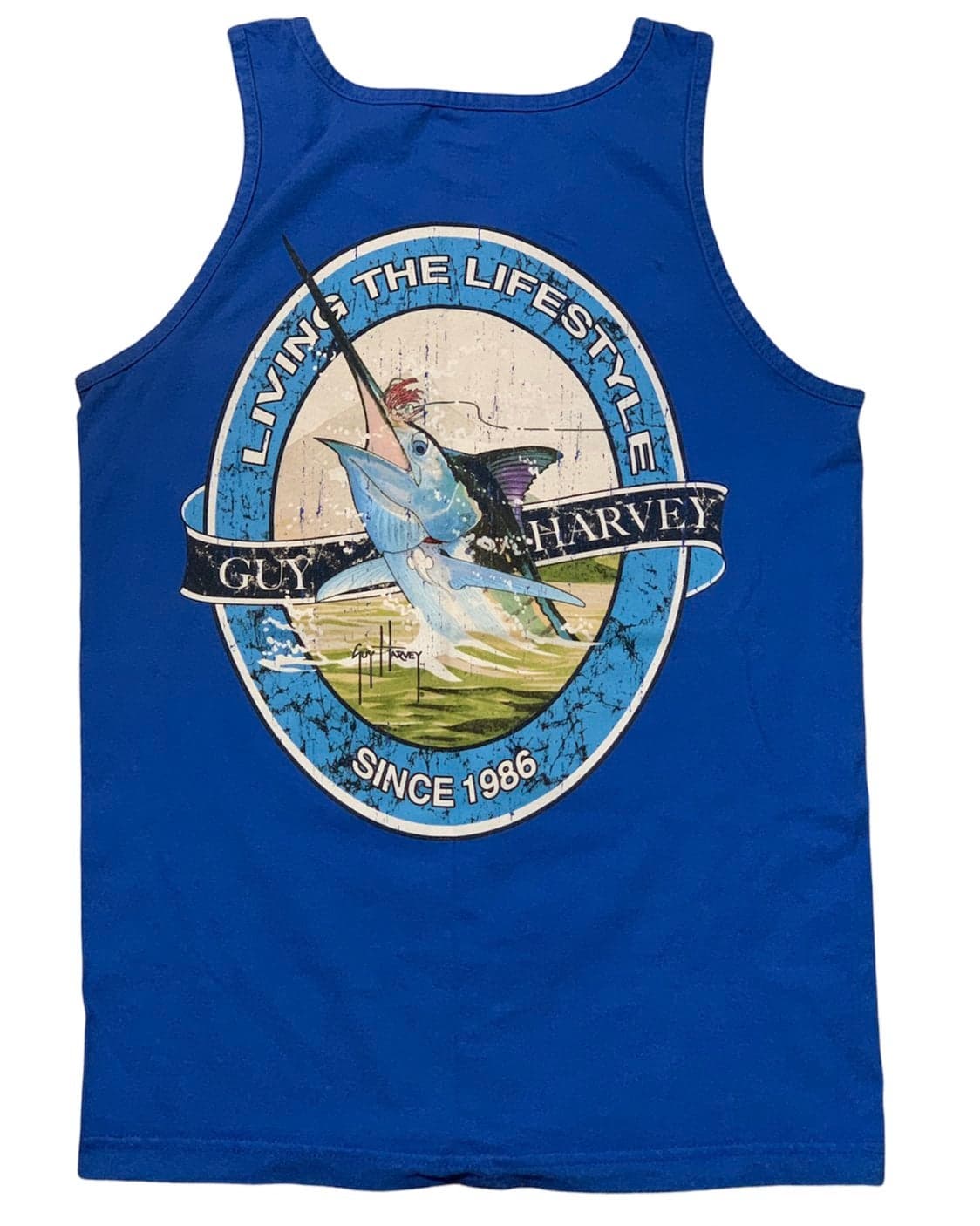 Guy Harvey Blue Tank Top Men's Small tee