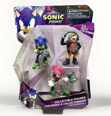 NEW Sonic Prime SONIC / AMY / EGGMAN 3pc Collectible Figures Pack