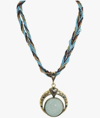 Multilayer Beads Chain Necklace – Boho Turquoise Pendant | Retro Bohemian Style