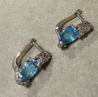 Blue Oval Crystal Hoop Earrings – Rose Gold Color, Elegant Fashion Jewelry