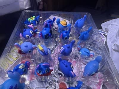 Lot of 24 Blue Stitch Character Figures Miniatures Toys Kids Play Fun