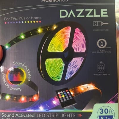 Acellories Dazzle 30ft Sound Activated LED Strip Lights with Wireless Remote
