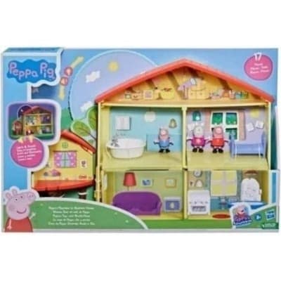 Peppa Pig Peppa's Playtime to Bedtime House Playset Lights Sounds 3 Figures 17pc