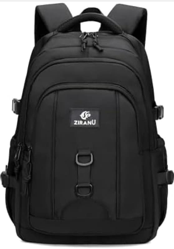 ZIRANU Casual Water Resistant School Backpack for Teens Boys, 18.89" Black
