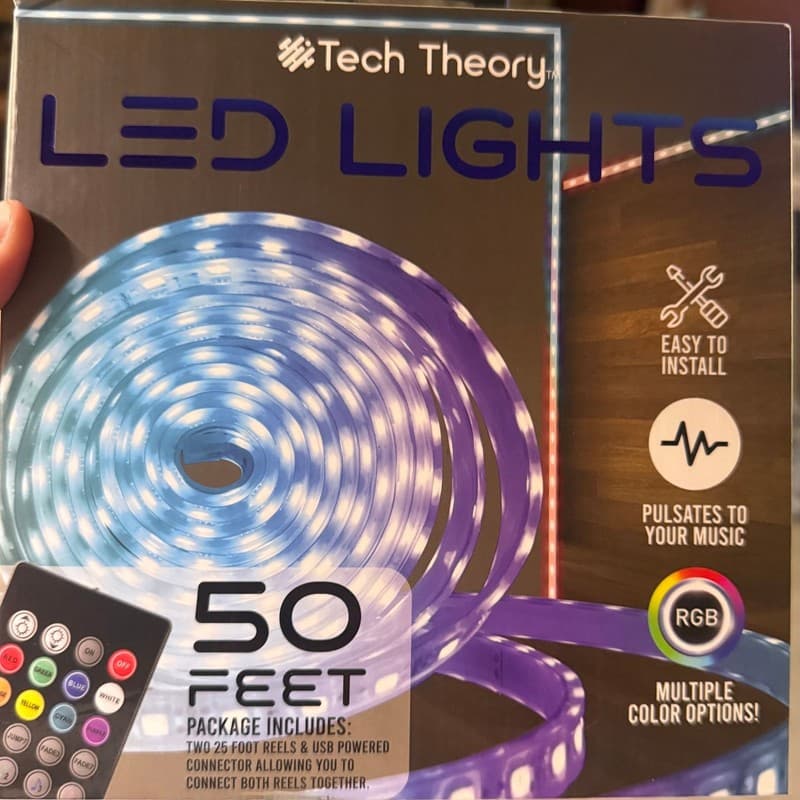 Tech Theory 50 Feet RGB LED Light Strip with Remote and Music Sync