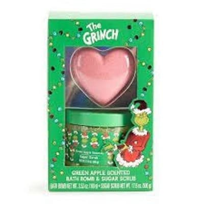 The Grinch Green Apple Scented Bath Bomb & Sugar Scrub Set