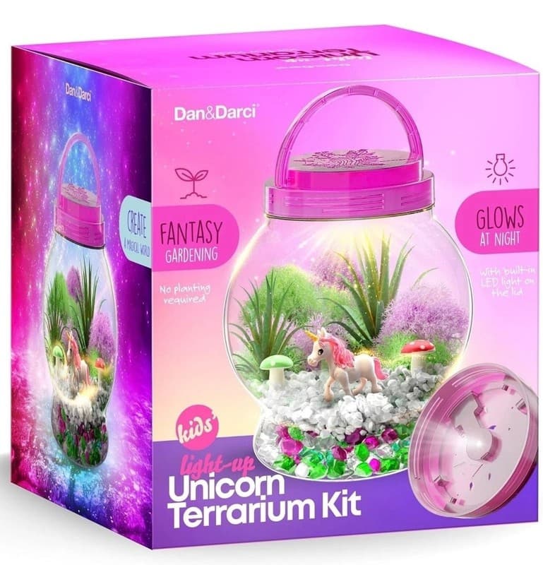 Dan&Darci Light-Up Unicorn Terrarium Kit for Kids - DIY Science & Craft Set