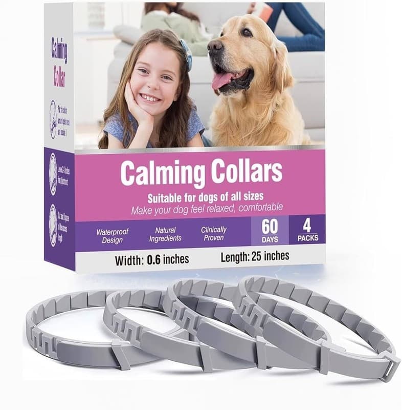 Dog Calming Collar 4-Pack, Pheromone Anxiety Relief Collars for Dogs, 60-Day Use